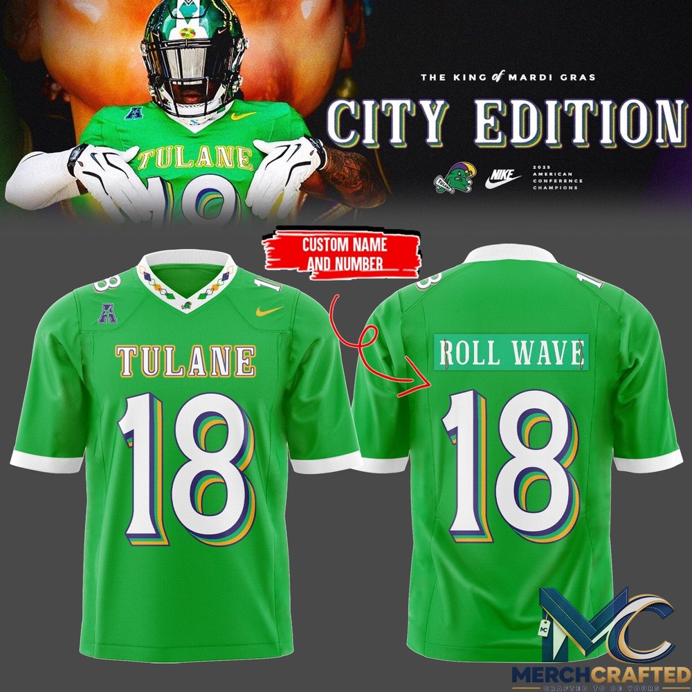 Tulane Green Wave KING of Mardi Gras-2026 City Edition Custom Football Jersey