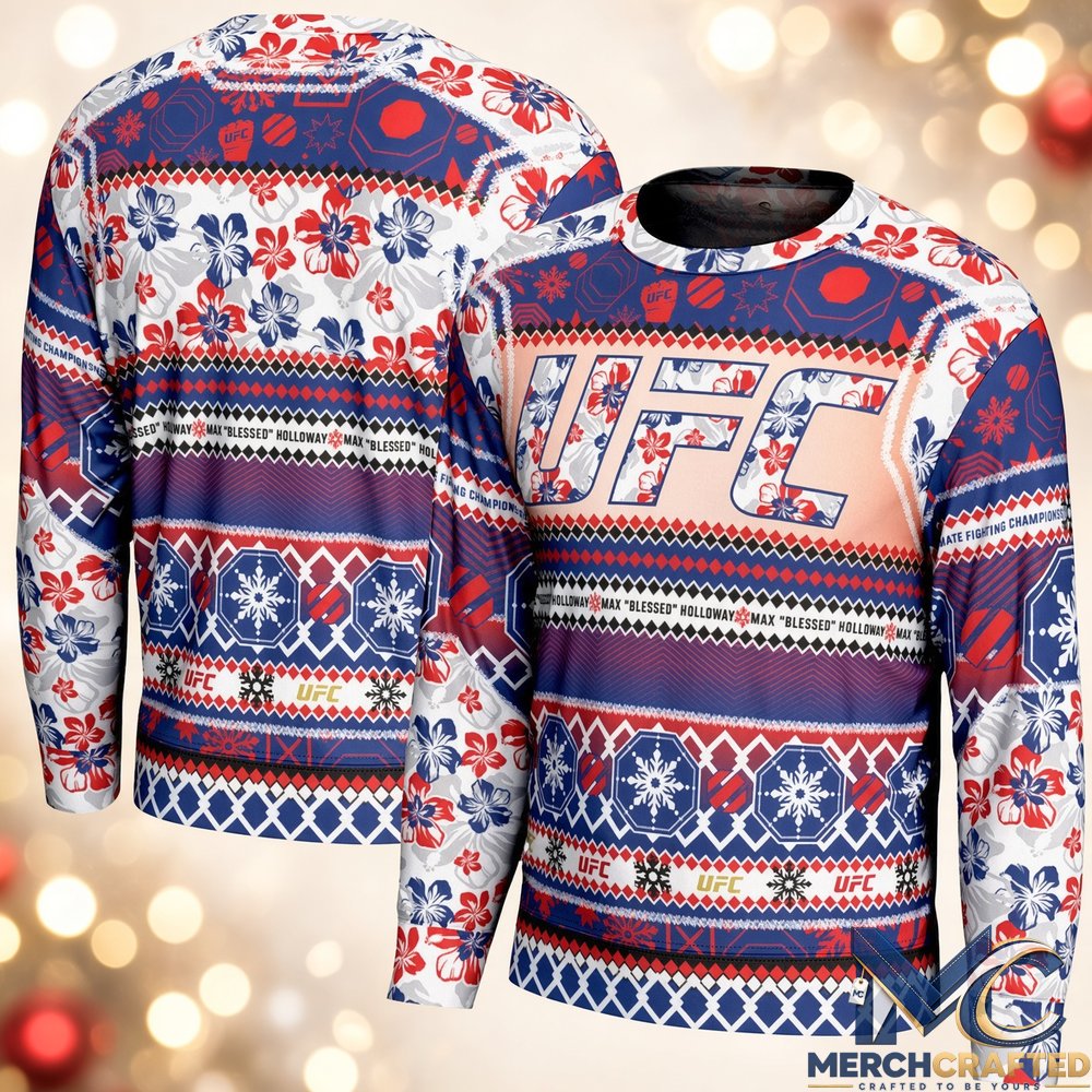 UFC Max Holloway Christmas 2026 Ugly Sweater for MMA Fans  Blessed Holiday Knit Sweater