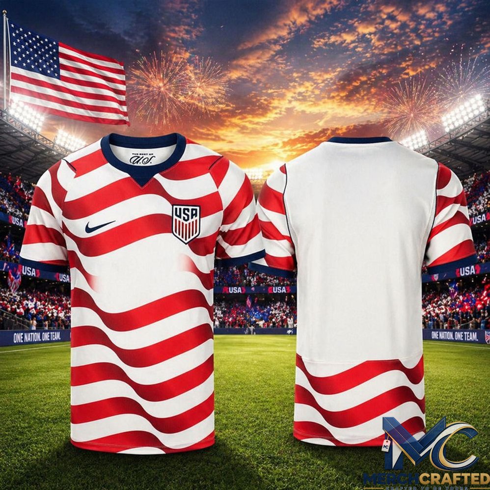 USMNT USA Home Jersey 2026 – Red & White Wavy Stripes Soccer