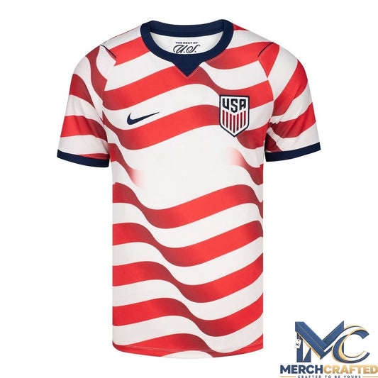 USMNT USA Home Jersey 2026 – Red & White Wavy Stripes Soccer