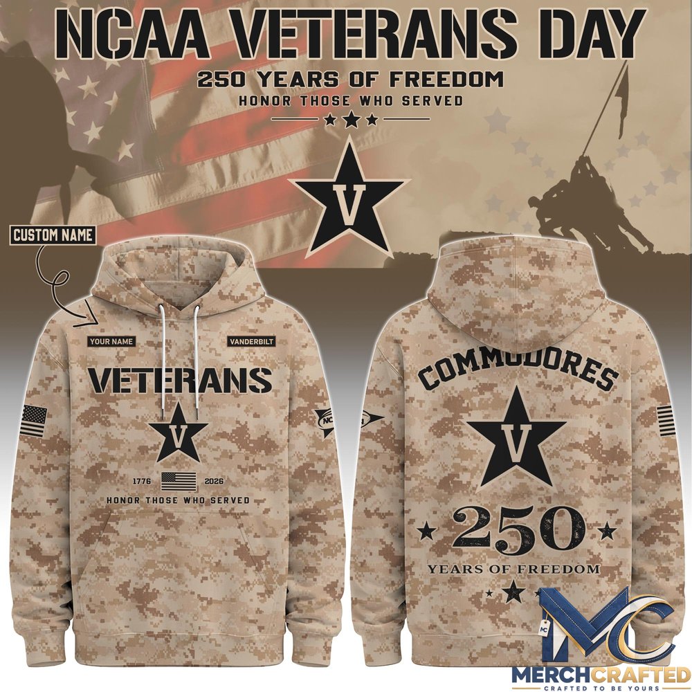 Vanderbilt Commodores Veterans Day 2026 250 Years of Freedom Personalized Hoodie