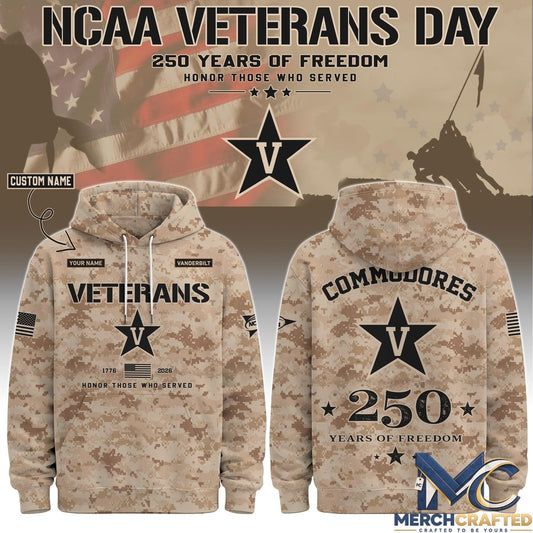 Vanderbilt Commodores Veterans Day 2026 250 Years of Freedom Personalized Hoodie