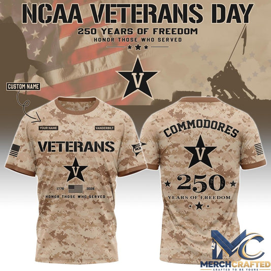 Vanderbilt Commodores Veterans Day 2026 250 Years of Freedom Personalized Shirt
