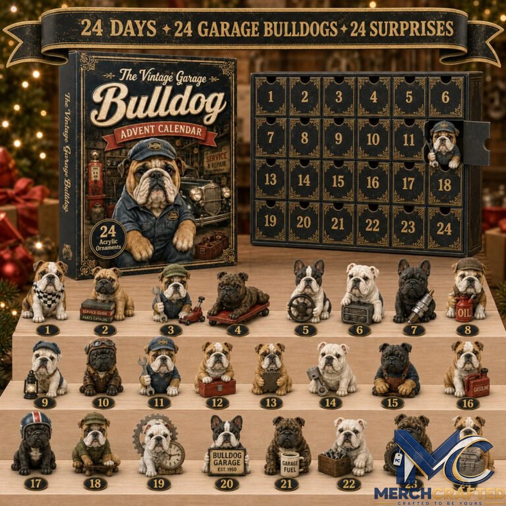 Vintage Garage Bulldog Advent Calendar 2026