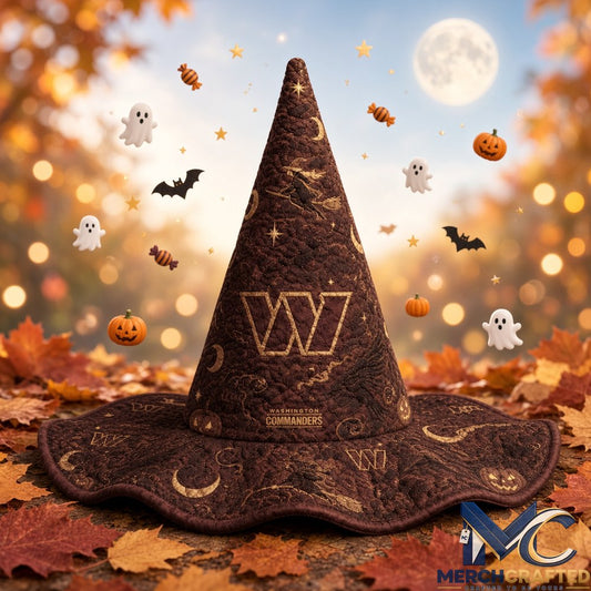 Washington Commanders Football Halloween 2026 Moon Pumpkin Quilted Witch Hat Burgundy Costume Hat