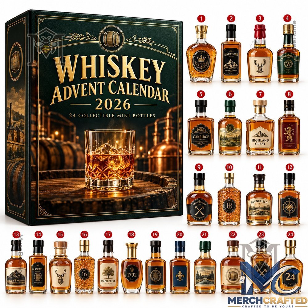 Whiskey 2026 24 Mini Bottles Advent Calendar Whiskey Decanter