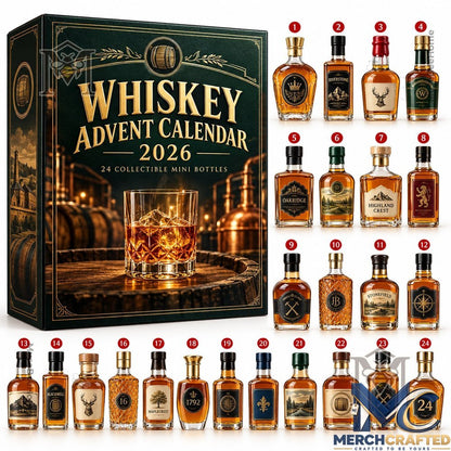 Whiskey 2026 24 Mini Bottles Advent Calendar Whiskey Decanter