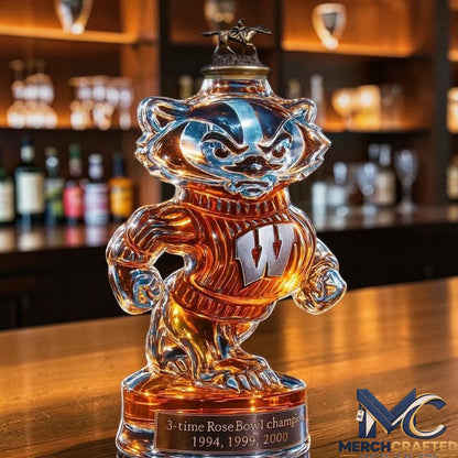 Wisconsin Badgers 3 time Rose Bowl Champion Whiskey Decanter