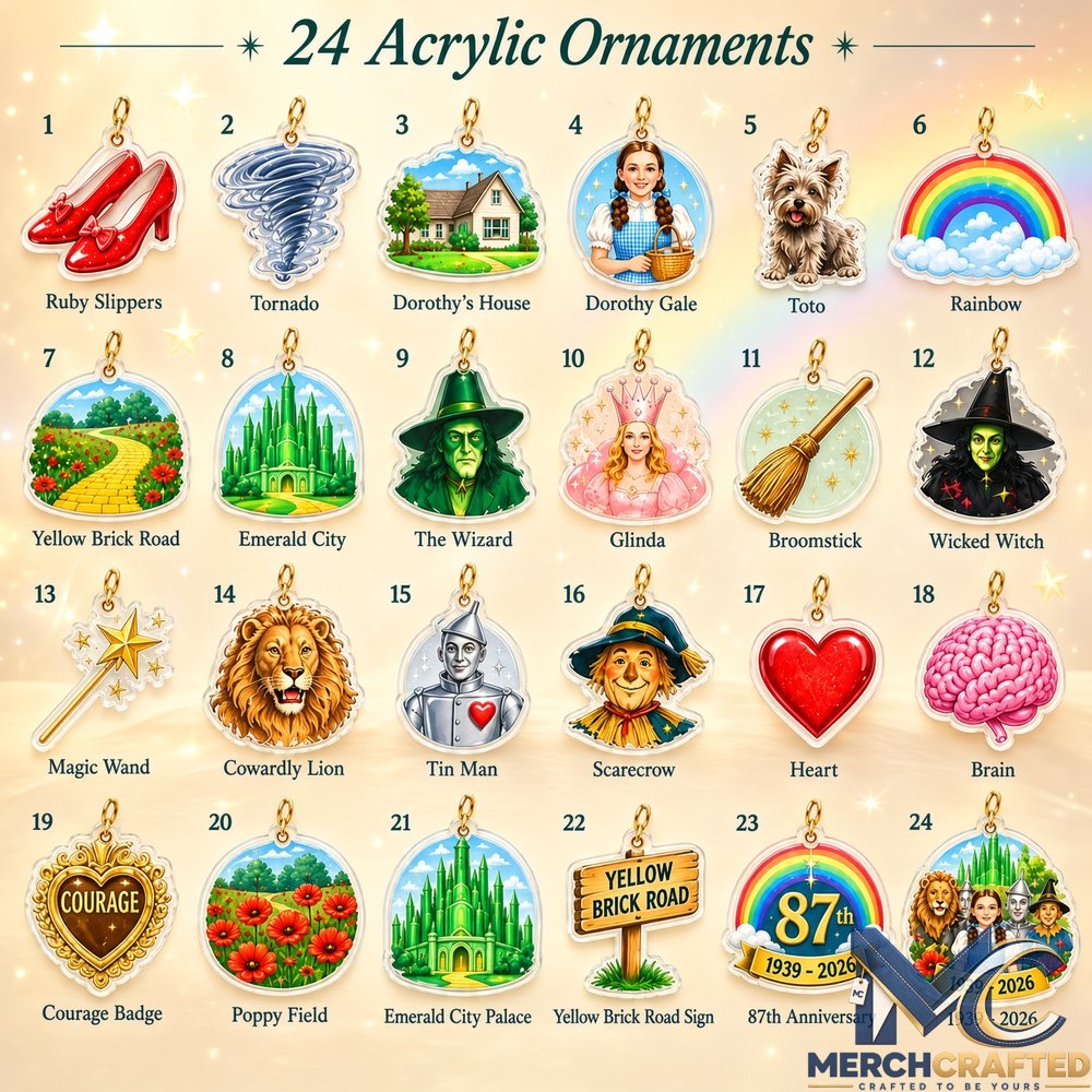 Wizard of Oz 87th Anniversary 2026 Advent Calendar 24 Acrylic Ornaments