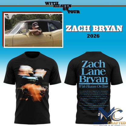 Zach Bryan New England Patriots Concert T-Shirt With Heaven On Tour 2026