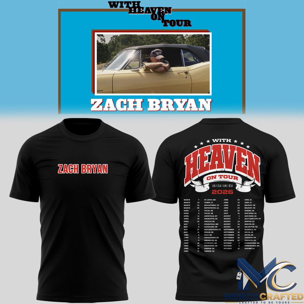 Zach Bryan New England Patriots Concert T-Shirt With Heaven On Tour 2026