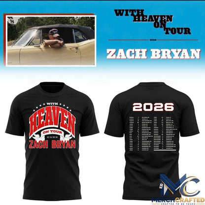 Zach Bryan New England Patriots Concert T-Shirt With Heaven On Tour 2026