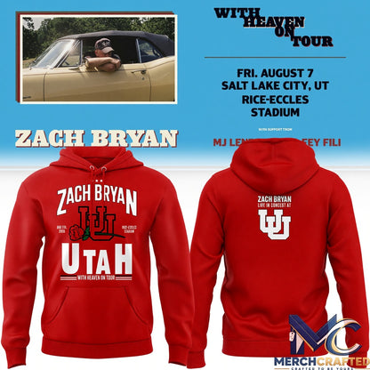 Zach Bryan x Utah Utes Football With Heaven On Tour Red 2026 Hoodie
