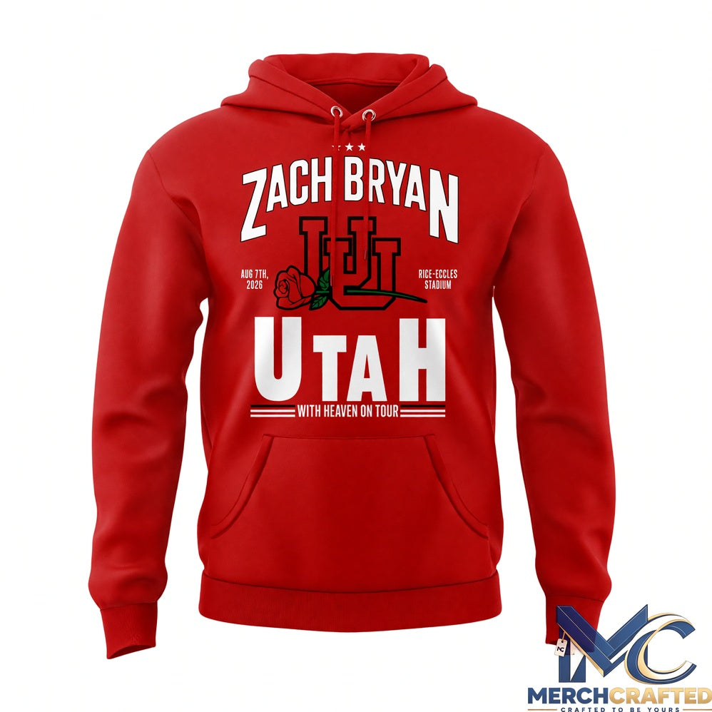 Zach Bryan x Utah Utes Football With Heaven On Tour Red 2026 Hoodie