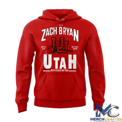 Zach Bryan x Utah Utes Football With Heaven On Tour Red 2026 Hoodie
