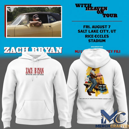 Zach Bryan x Utah Utes Football With Heaven On Tour White 2026 Hoodie