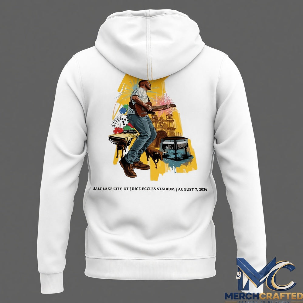 Zach Bryan x Utah Utes Football With Heaven On Tour White 2026 Hoodie