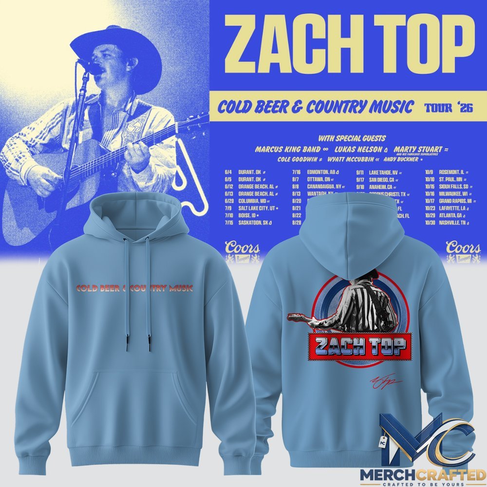 Zach Top Cold Beer and Country Music Tour 2026 Signature Hoodie