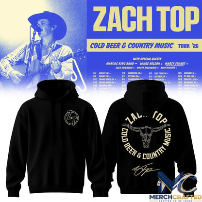 Zach Top Cold Beer and Country Music Tour 2026 Signature Hoodie
