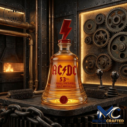 AC DC 53rd Anniversary Hell s Bells Whiskey Bottle - Merch Crafted