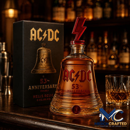 AC DC 53rd Anniversary Hell s Bells Whiskey Bottle - Merch Crafted