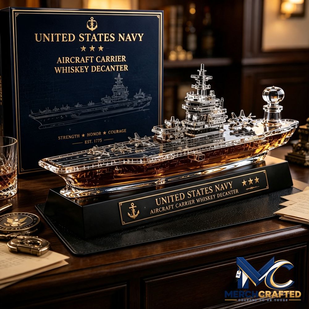 Aircraft Carrier U S Navy Inspired Collector Barware Whiskey Bottle - Merch Crafted