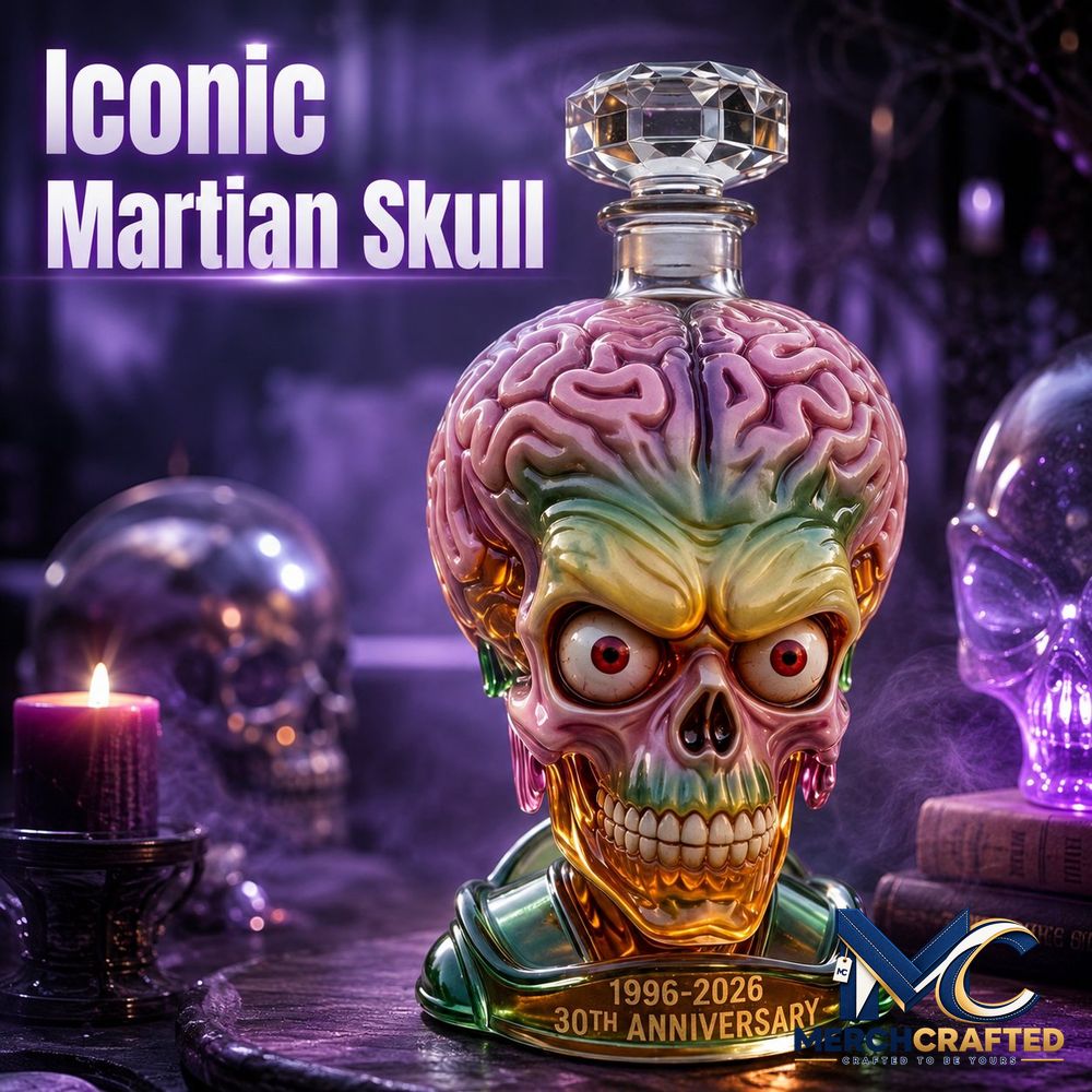 Alien Skull Glass Liquor Whiskey Bottle - Merch Crafted