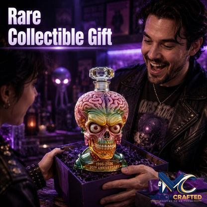 Alien Skull Glass Liquor Whiskey Bottle - Merch Crafted