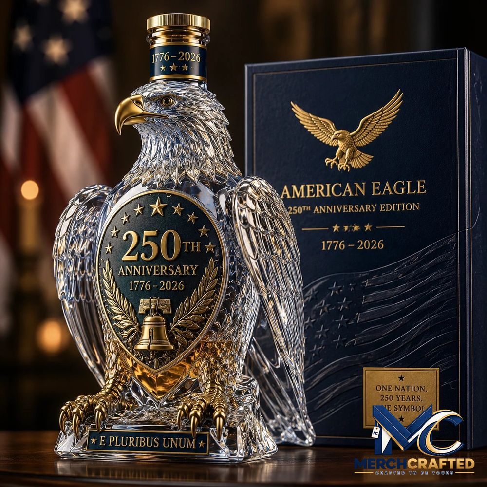 American Eagle 250th Anniversary Commemorative Whiskey Bottle - Merch Crafted