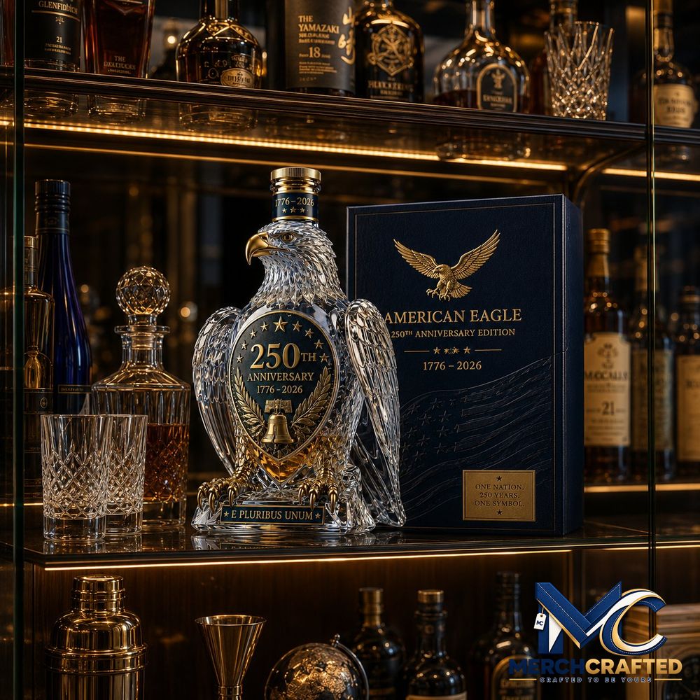American Eagle 250th Anniversary Commemorative Whiskey Bottle - Merch Crafted