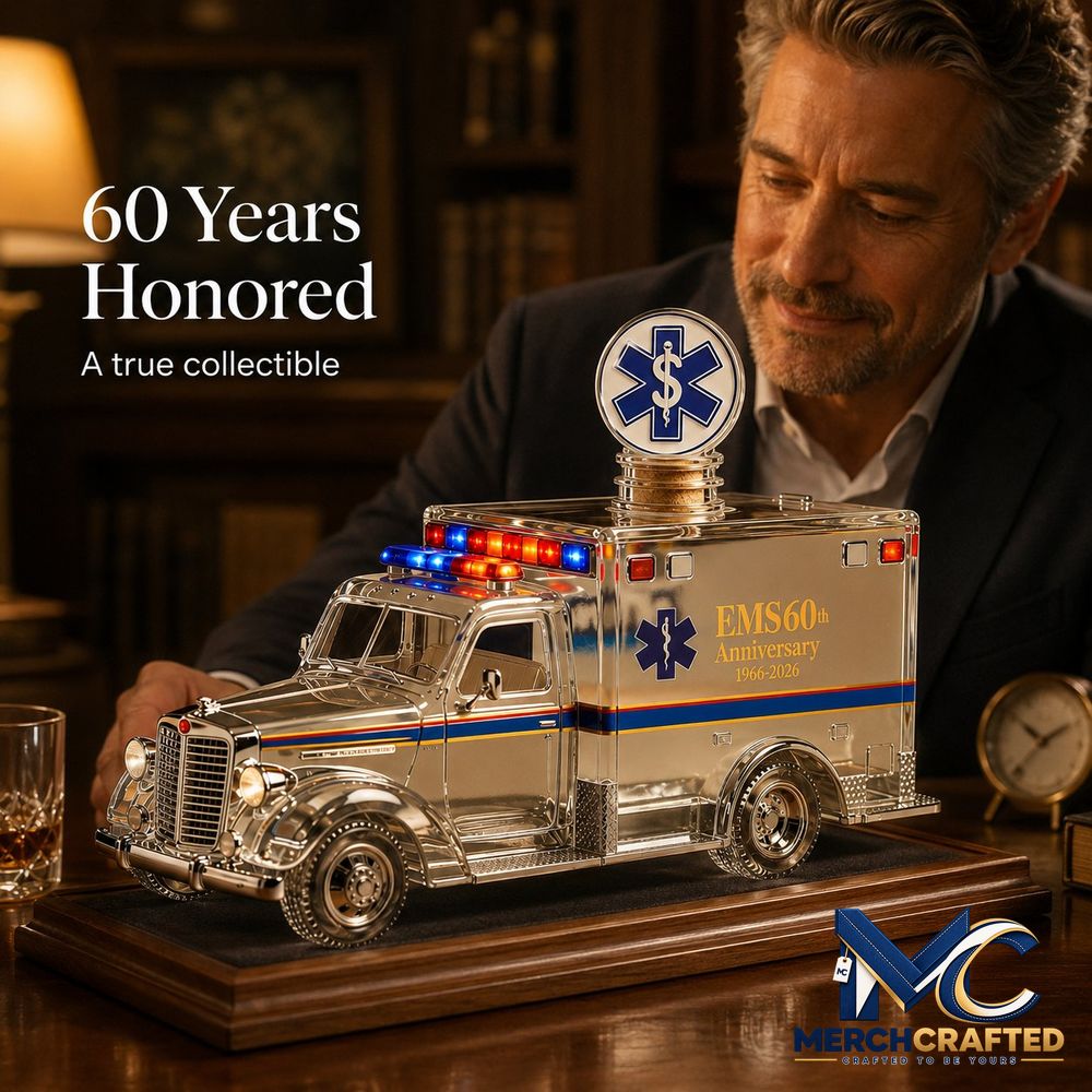 EMS 60th Anniversary Ambulance Model Whiskey Bottle - Merch Crafted