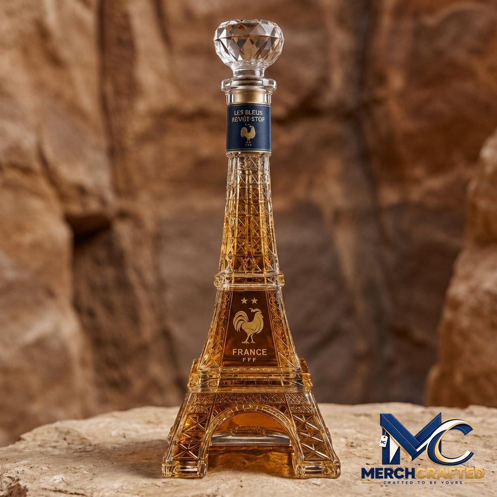 France Football Eiffel Tower Whiskey Bottle - Merch Crafted