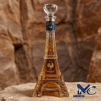 France Football Eiffel Tower Whiskey Bottle - Merch Crafted