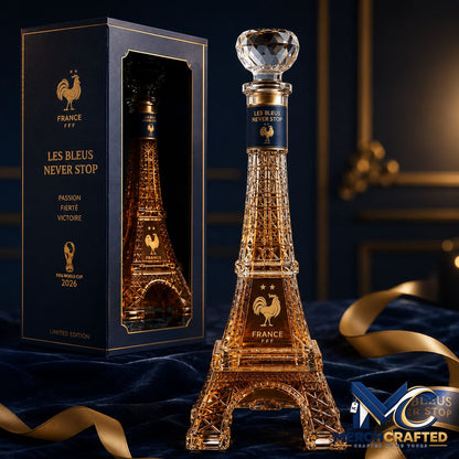 France Football Eiffel Tower Whiskey Bottle - Merch Crafted