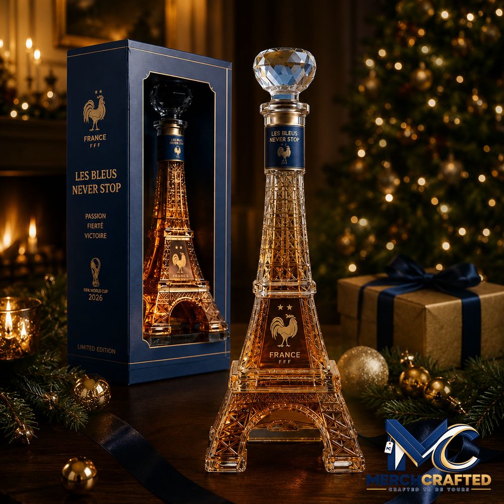 France Football Eiffel Tower Whiskey Bottle - Merch Crafted