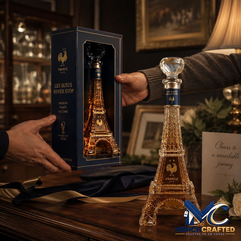France Football Eiffel Tower Whiskey Bottle - Merch Crafted