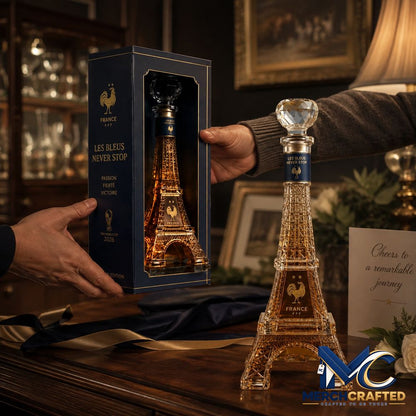 France Football Eiffel Tower Whiskey Bottle - Merch Crafted