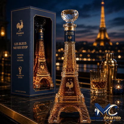 France Football Eiffel Tower Whiskey Bottle - Merch Crafted