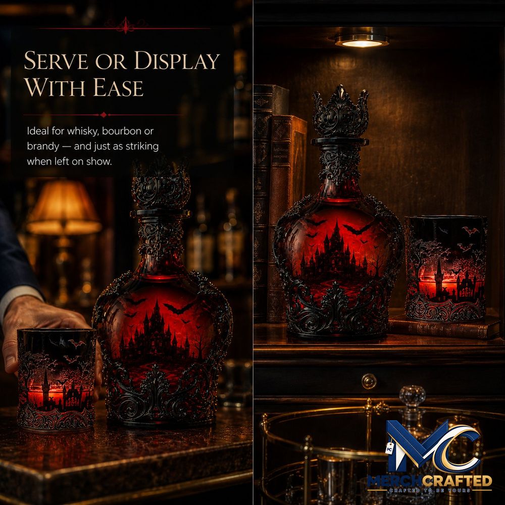 Gothic Vampire Castle Tumbler Gothic Whiskey Bottle - Merch Crafted