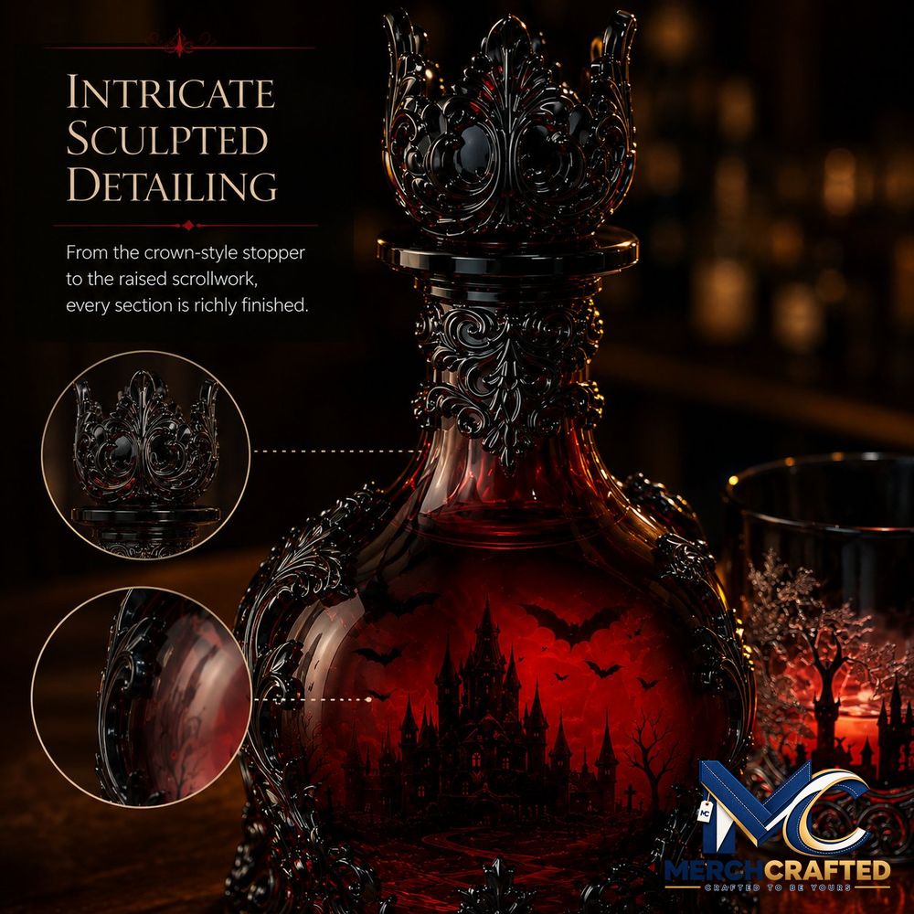 Gothic Vampire Castle Tumbler Gothic Whiskey Bottle - Merch Crafted