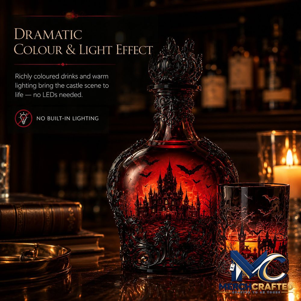 Gothic Vampire Castle Tumbler Gothic Whiskey Bottle - Merch Crafted