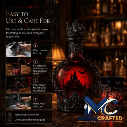 Gothic Vampire Castle Tumbler Gothic Whiskey Bottle - Merch Crafted
