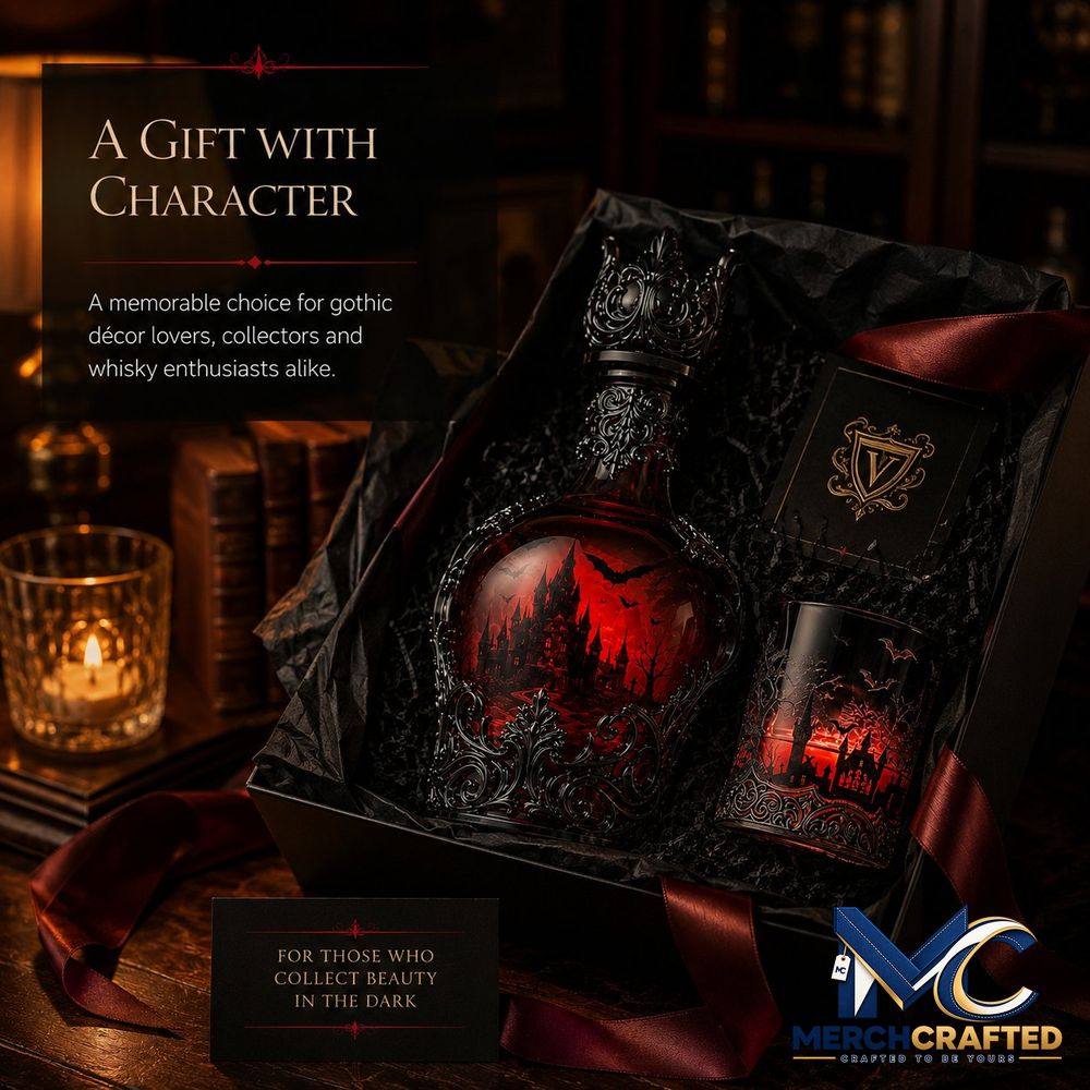 Gothic Vampire Castle Tumbler Gothic Whiskey Bottle - Merch Crafted