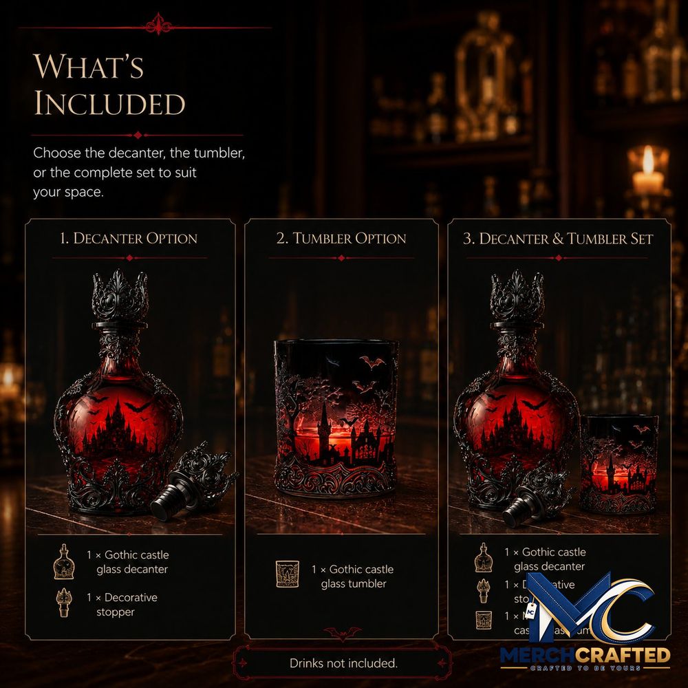 Gothic Vampire Castle Tumbler Gothic Whiskey Bottle - Merch Crafted