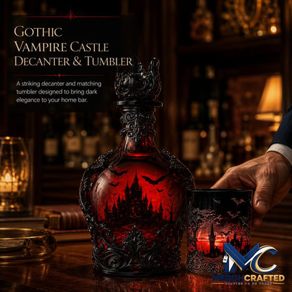 Gothic Vampire Castle Tumbler Gothic Whiskey Bottle - Merch Crafted