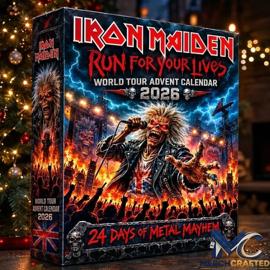 Iron Maiden Run For Your Lives World Tour Advent Calendar 2026 24 Day Heavy Metal Christmas Countdown Collectible Ornaments Gift for Fans - Merch Crafted