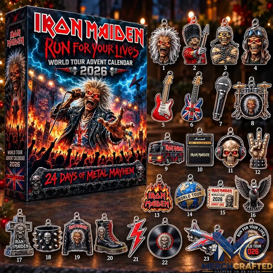 Iron Maiden Run For Your Lives World Tour Advent Calendar 2026 24 Day Heavy Metal Christmas Countdown Collectible Ornaments Gift for Fans - Merch Crafted