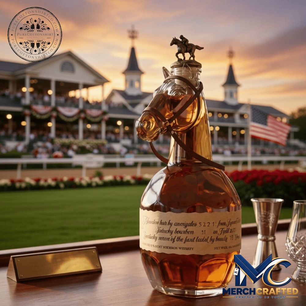 Kentucky Derby Horse Head Bourbon Whiskey Bottle - Merch Crafted