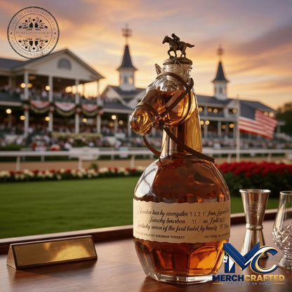 Kentucky Derby Horse Head Bourbon Whiskey Bottle - Merch Crafted