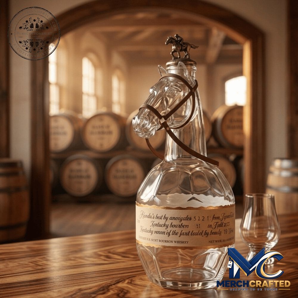 Kentucky Derby Horse Head Bourbon Whiskey Bottle - Merch Crafted